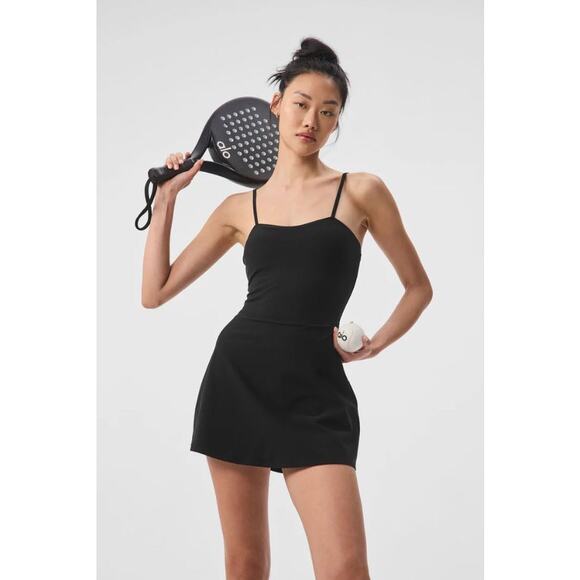NWT! Alo Soft Courtside Tennis Dress - Black SMALL - Picture 1 of 7